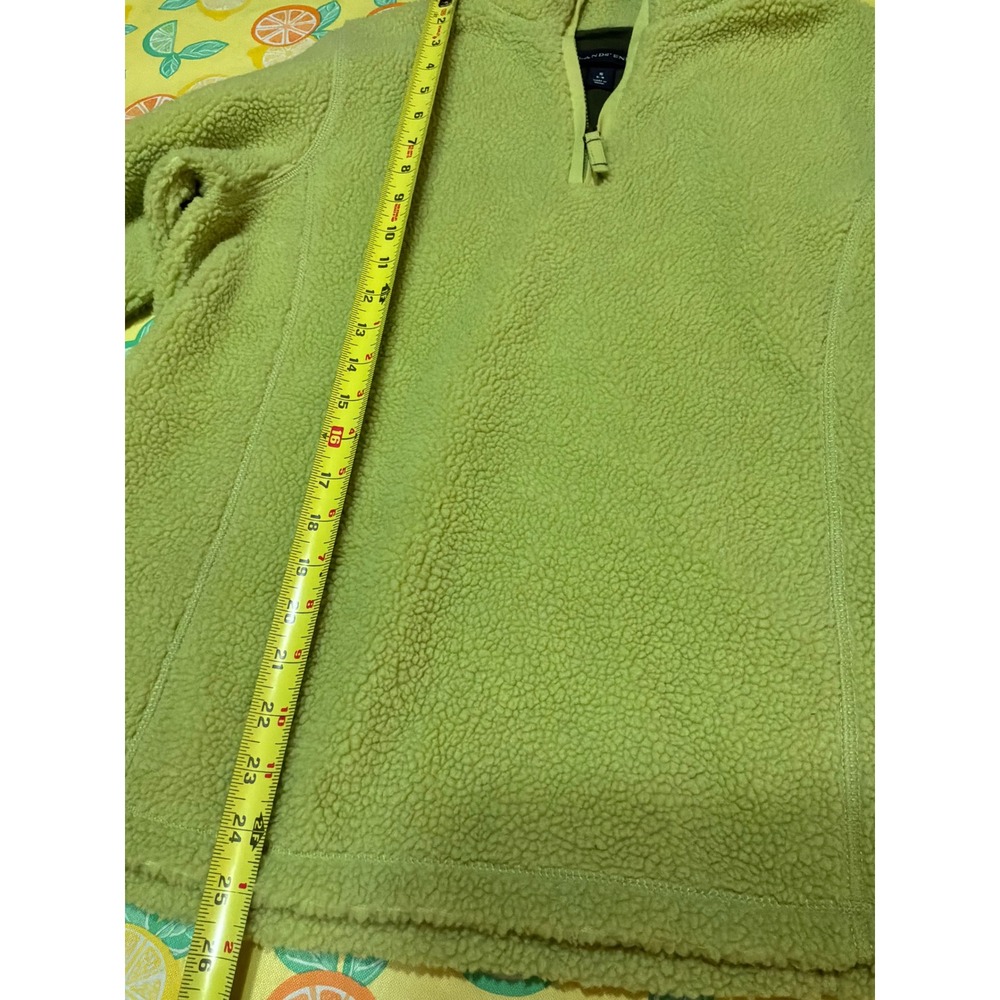 Lands' End Fleece Pullover Womens Small S 6-8 Lime Green 1/4 Zip Sherpa Top - Picture 3 of 6